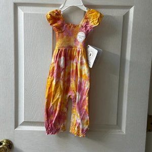 NWT - Burt's Bees Baby Tie-Dye Organic Cotton Smocked Playsuit